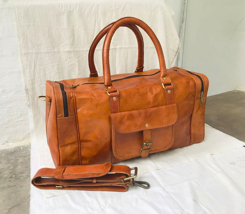 Men's Handmade Leather Travel Duffel Bag (20") - Hana Exports
