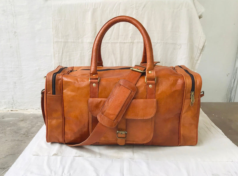 Men's Handmade Leather Travel Duffel Bag (20") - Hana Exports
