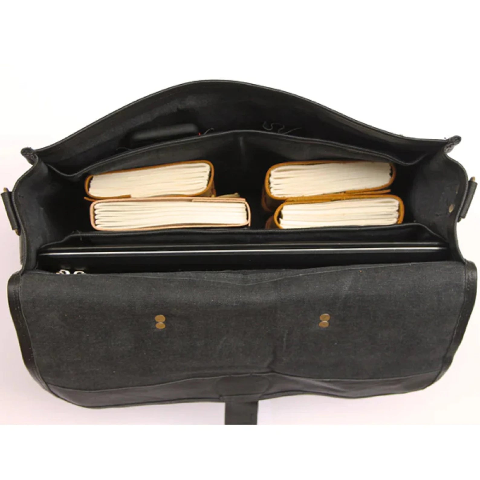 Black Handmade Vintage Genuine Leather Messenger Bag (18") - Hana Exports