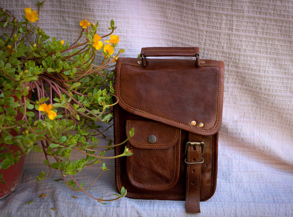 Leather Messenger Laptop Distressed Briefcase (9") - Hana Exports