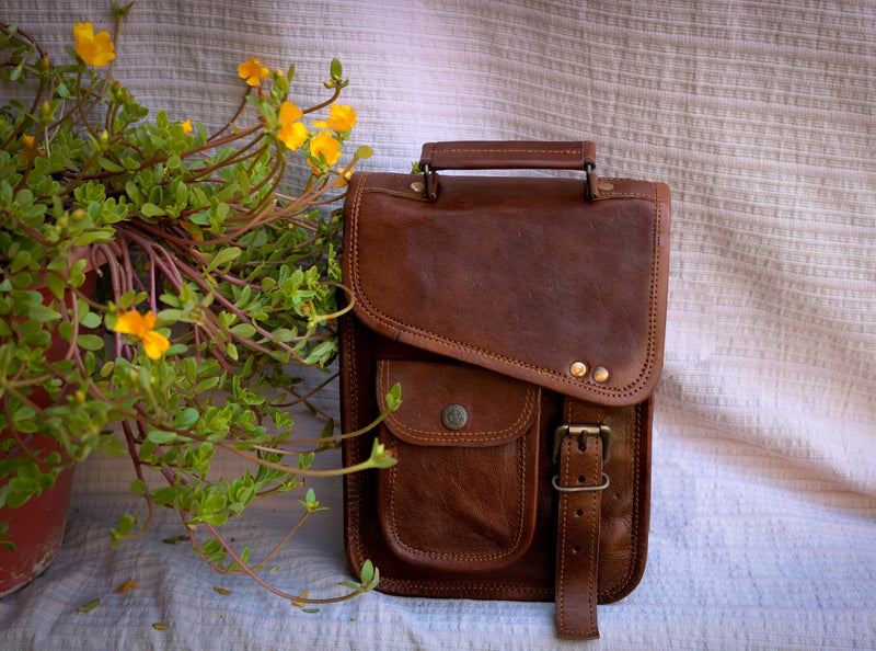 Leather Messenger Laptop Distressed Briefcase (9") - Hana Exports