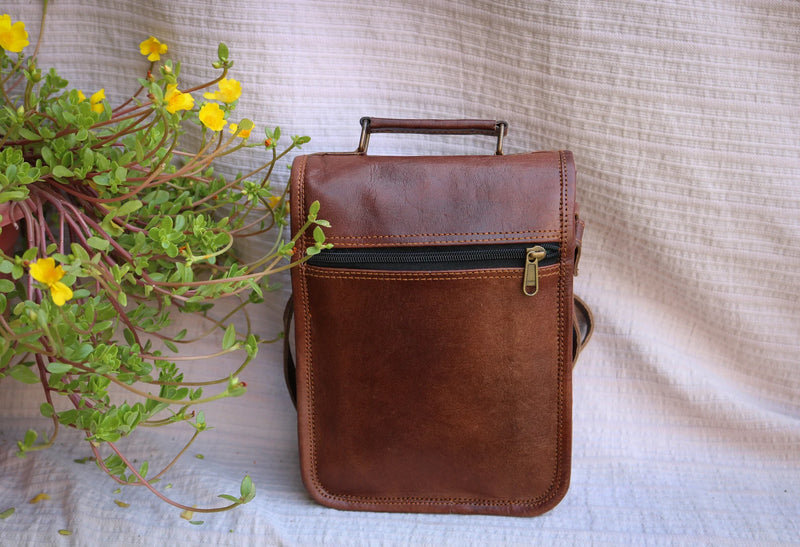 Leather Messenger Laptop Distressed Briefcase (9") - Hana Exports