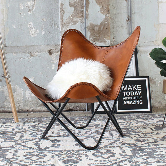 Leather Living Room Chairs Cover Butterfly Chair Replacement Brown Cover Handmade Genuine Leather Cover, Leather chair cover and stand - Hana Exports