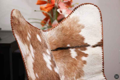 COWHIDE BUTTERFLY CHAIR - Handmade Leather Recliner | With Black Foldable Frame | Housewarming Gifts | Brown Replacement Covers